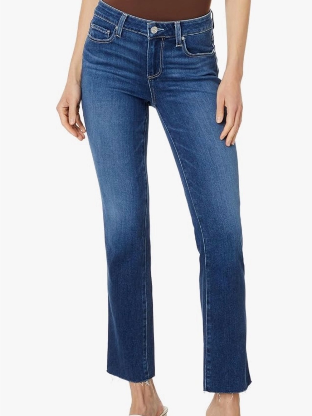 Paige Amber Women's Straight-Leg Jeans in Medium Blue